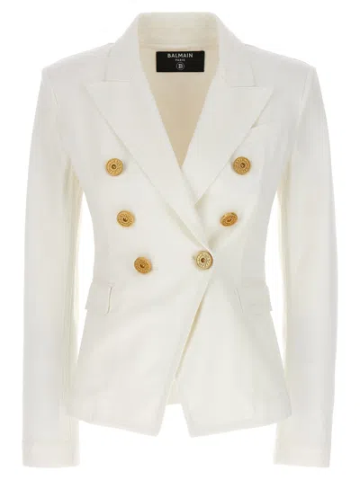 Balmain Women Double-breasted Denim Blazer