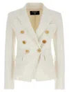 Balmain Double-breasted Structured Denim Blazer With Peak Lapel In White