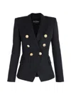 Balmain Double-breasted Grain De Poudre Wool Blazer In Black