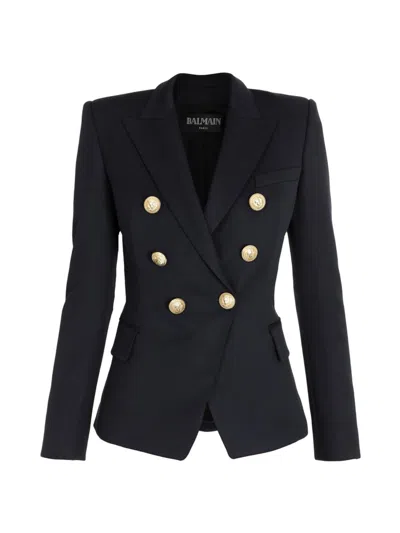 BALMAIN WOMEN'S DOUBLE-BREASTED WOOL JACKET