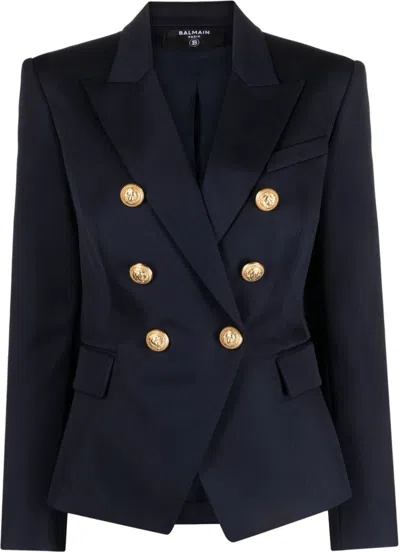 BALMAIN WOMEN'S DOUBLE-BREASTED WOOL JACKET