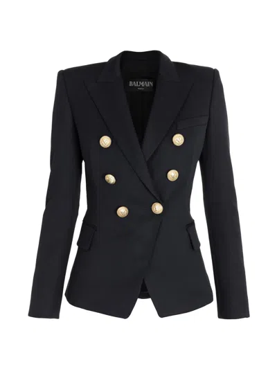 Balmain Women's Double-breasted Wool Jacket In Black