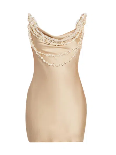 Balmain Women's Draped Shell-embellished Minidress In Metallic