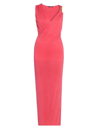 Balmain Women's Draped Surplice Gown In Pink