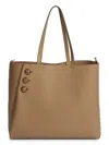 Balmain Women's Embleme Leather Shopping Bag In Brown