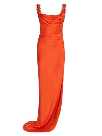 Balmain Women's Embroidered Straps Fluid Cocktail Dress In Red
