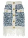 Balmain Frayed Button-embellished Tweed Mini Skirt