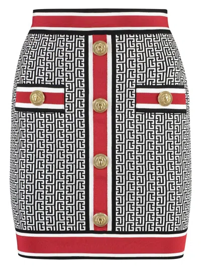 BALMAIN WOMEN'S EMBROIDERED VISCOSE BLEND MINI SKIRT