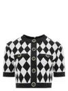 Balmain Cropped Button-embellished Jacquard-knit Top