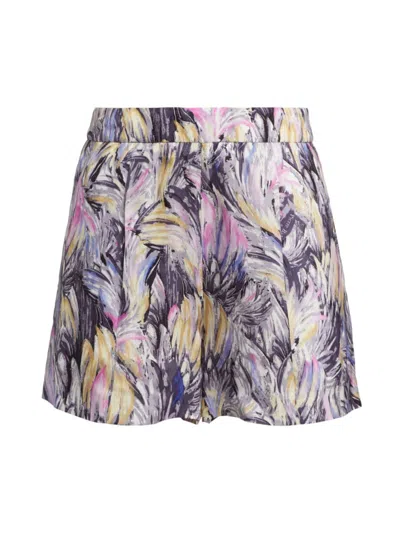 Balmain Women's Feather Cotton Shorts In Gris Clair Multi