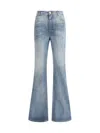 Balmain Flared Cotton Jeans Distressed Finish In Blue