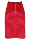 Balmain Flechage Knit Knee Lenght Skirt In Red