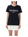 Balmain Black Three-button Metallic Logo T-shirt In Noir,blanc