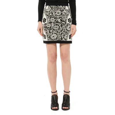 Balmain Women's Floral Motif Skirt In Black/white
