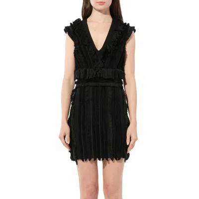Balmain Women's Fringe Mini Dress In Black