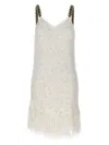 Balmain Fringed Lurex Tweed Minidress In White