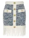 Balmain Frayed Button-embellished Tweed Mini Skirt