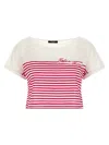 Balmain Fuchsia Cropped T-shirt In Multi