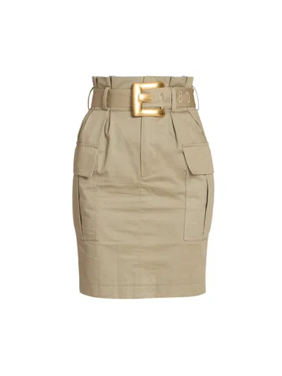 Balmain Women's Gabardine Cargo Pencil Skirt In Nude