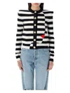 Balmain Face Mariniere Knit Strong-shoulder Cardigan