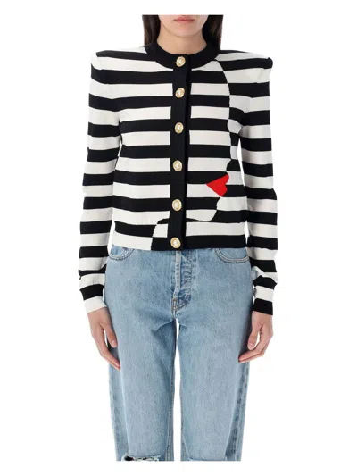 BALMAIN WOMEN'S GEOMETRIC KNIT CARDIGAN