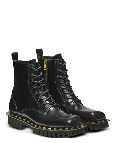 Balmain Women's Glazed Leather Army Boots In Black
