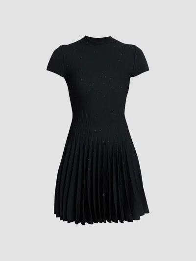 Balmain Women's Glittered Compact Knit Mini Dress In Bleu