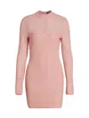 Balmain Pink Knitted Short Dress With Labyrinth Pb Monogram In Saumon Argent
