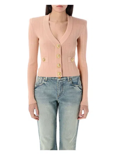 BALMAIN WOMEN'S GOLD BUTTONS KNIT CARDIGAN