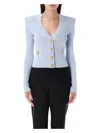 Balmain Engraved-button Cardigan In Pale Blue