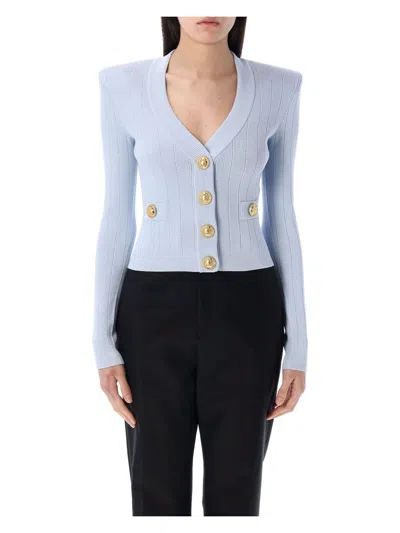 BALMAIN WOMEN'S GOLD BUTTONS KNIT CARDIGAN