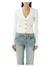 Balmain Women Buttoned V-necked Cardigan In White