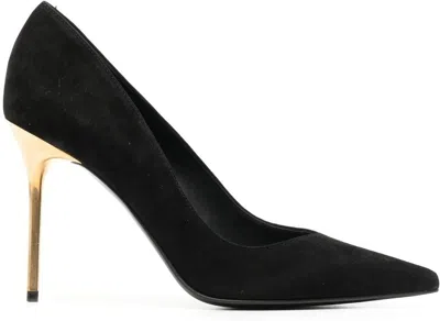 BALMAIN WOMEN'S GOLD TONE LEATHER POINTED PUMPS