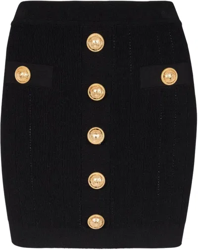 BALMAIN WOMEN'S HIGH WAIST BUTTONED MINI SKIRT