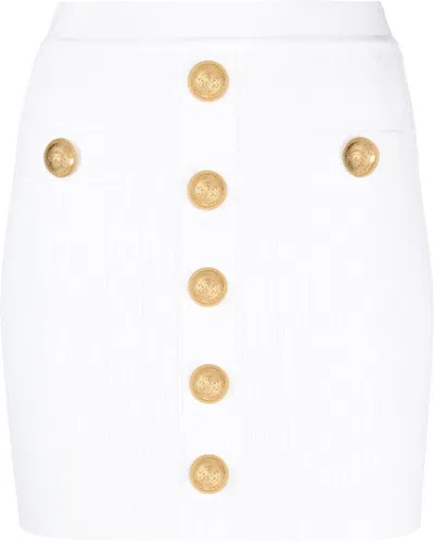 BALMAIN WOMEN'S HIGH WAIST BUTTONED MINI SKIRT
