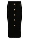 Balmain High Waist Five Button See Through Knit Midi Skirt In Black