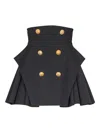Balmain High-waisted Grain De Poudre Skirt In Black