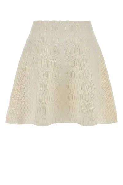 Balmain Women Ivory Knit Skirt In Neutral
