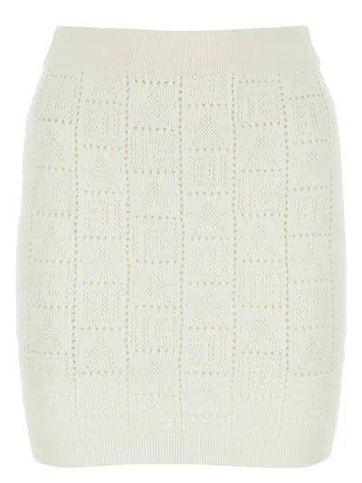 BALMAIN WOMEN'S IVORY VISCOSE BLEND MINI SKIRT