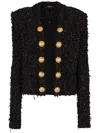 Balmain Black Lurex Tweed Blazer In Black