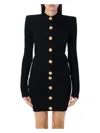 Balmain Knit Cardigan With Structured Shoulders In Black
