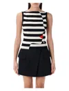 Balmain Boat-neck Face Mariniere Knit Tank Top In Black,white,red
