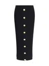 Balmain Black Skirt With Logo Buttons And Zip Closure In Black