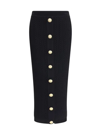 Balmain Women Knit Midi Skirt In Black