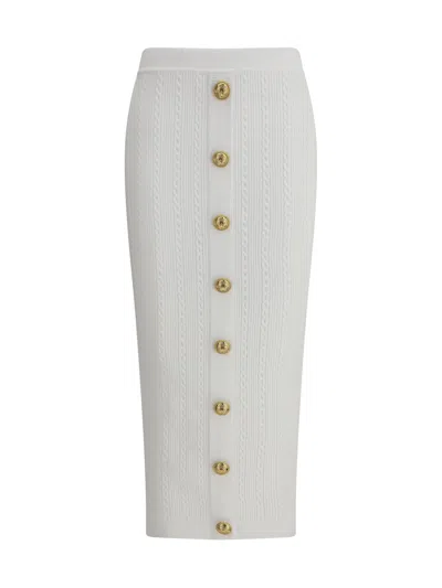 Balmain Women Knit Midi Skirt In White