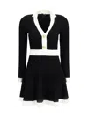 Balmain Colorblock Twisted Cable Long Sleeve Sweater Dress In Black