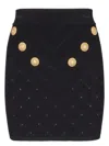 Balmain Women Buttoned Knitted Mini Skirt In Black