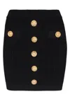 Balmain Black Mini Pencil Skirt With Jewel Buttons In Stretch Viscose Blend Woman In Black
