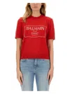 Balmain Logo-intarsia T-shirt In Red