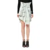 Balmain Women's Knotted Denim Skirt In White/blue